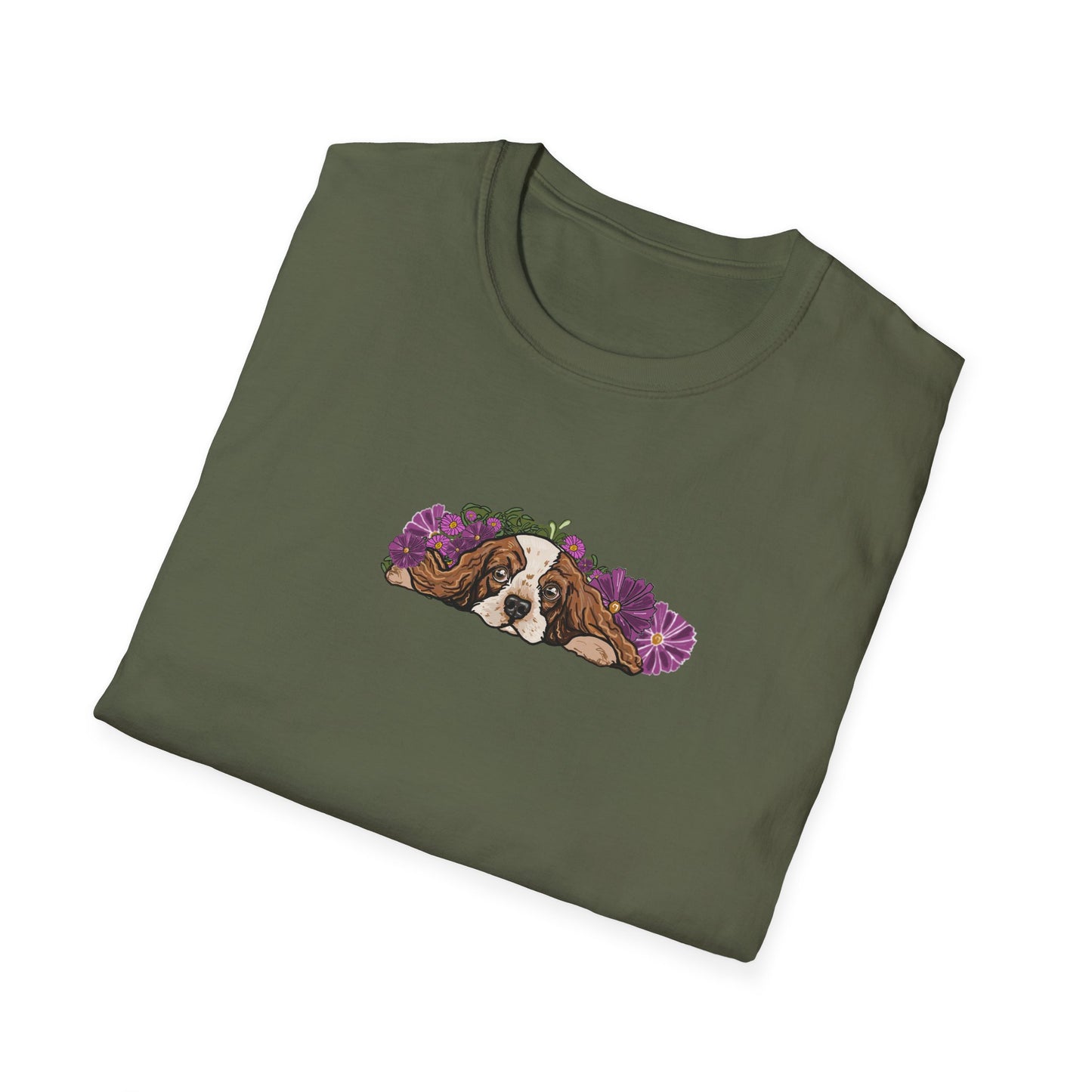 Cavalier Dog T-shirt | Floral Ocean Sea Grasses | LittleLinesdesigns