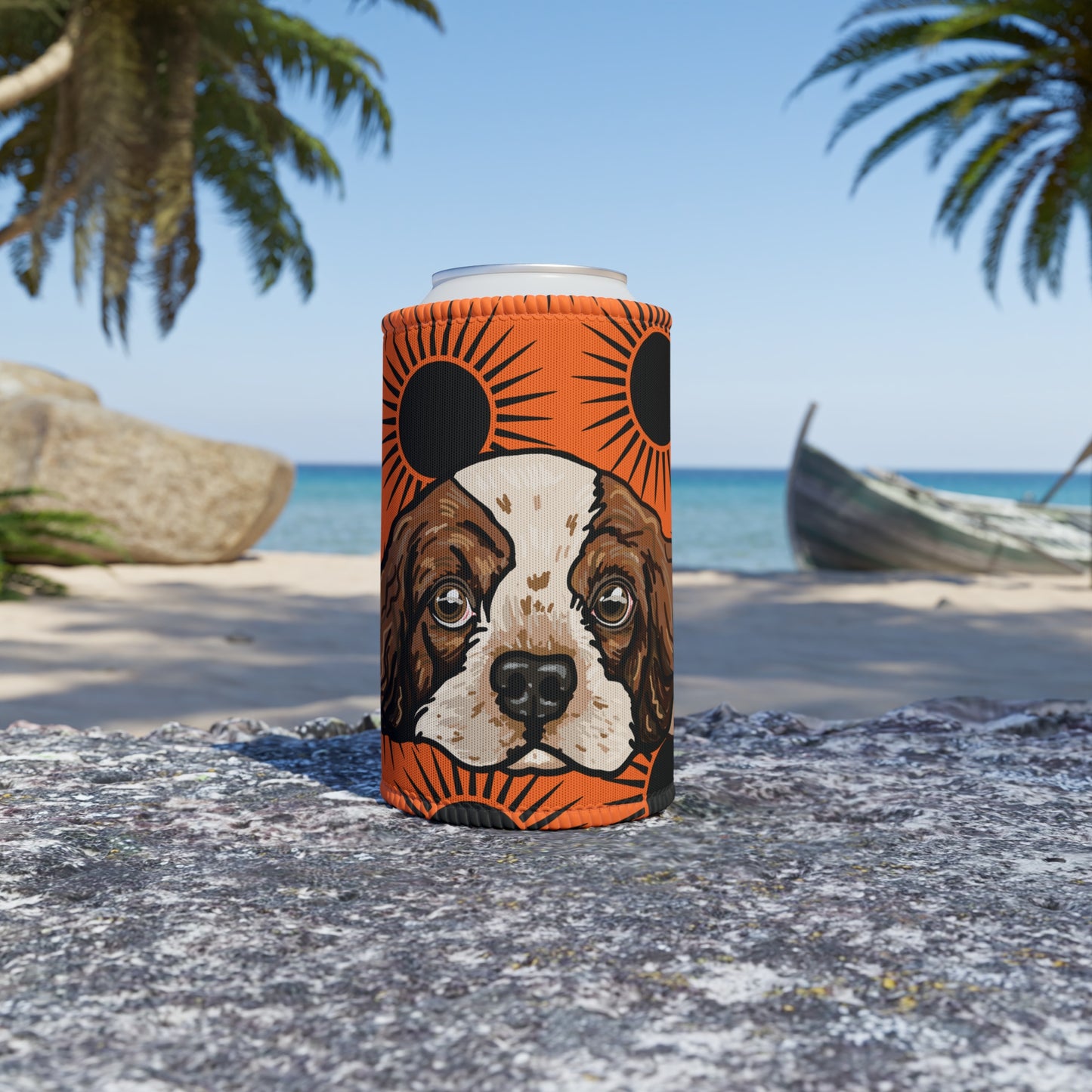 King Charles Cavalier Stubby cooler | Budstub floral collection | LittleLinesdesigns