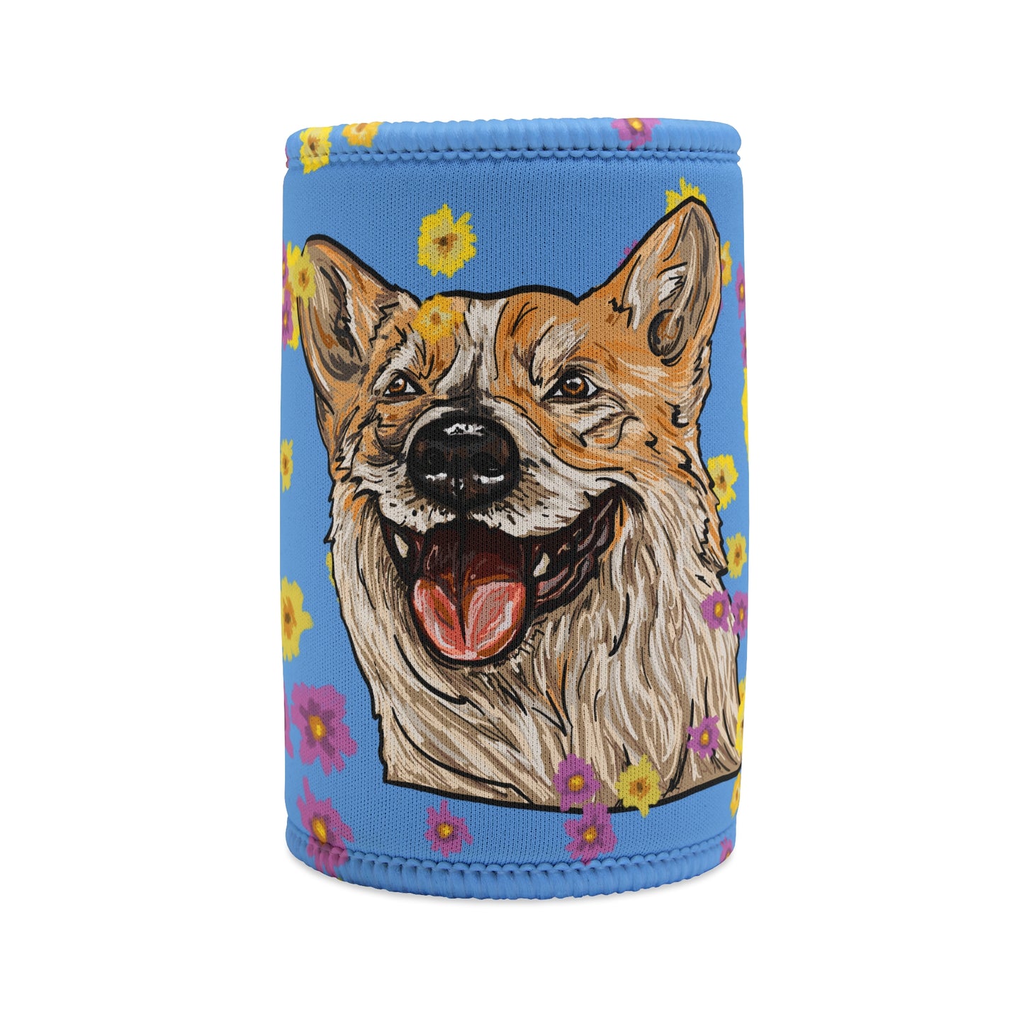 Corgi Dog Stubby cooler | Budstubs Floral collection | LittleLinesdesigns