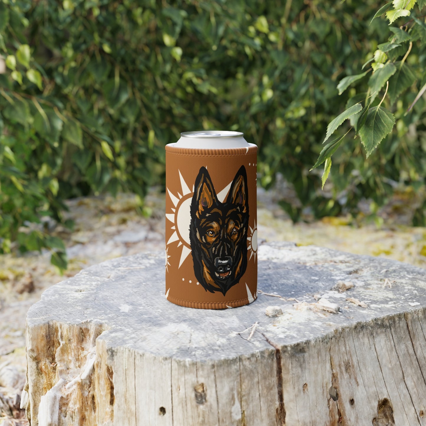 German Shephard Dog Stubby cooler | Budstubs Floral collection | LittleLinesdesigns