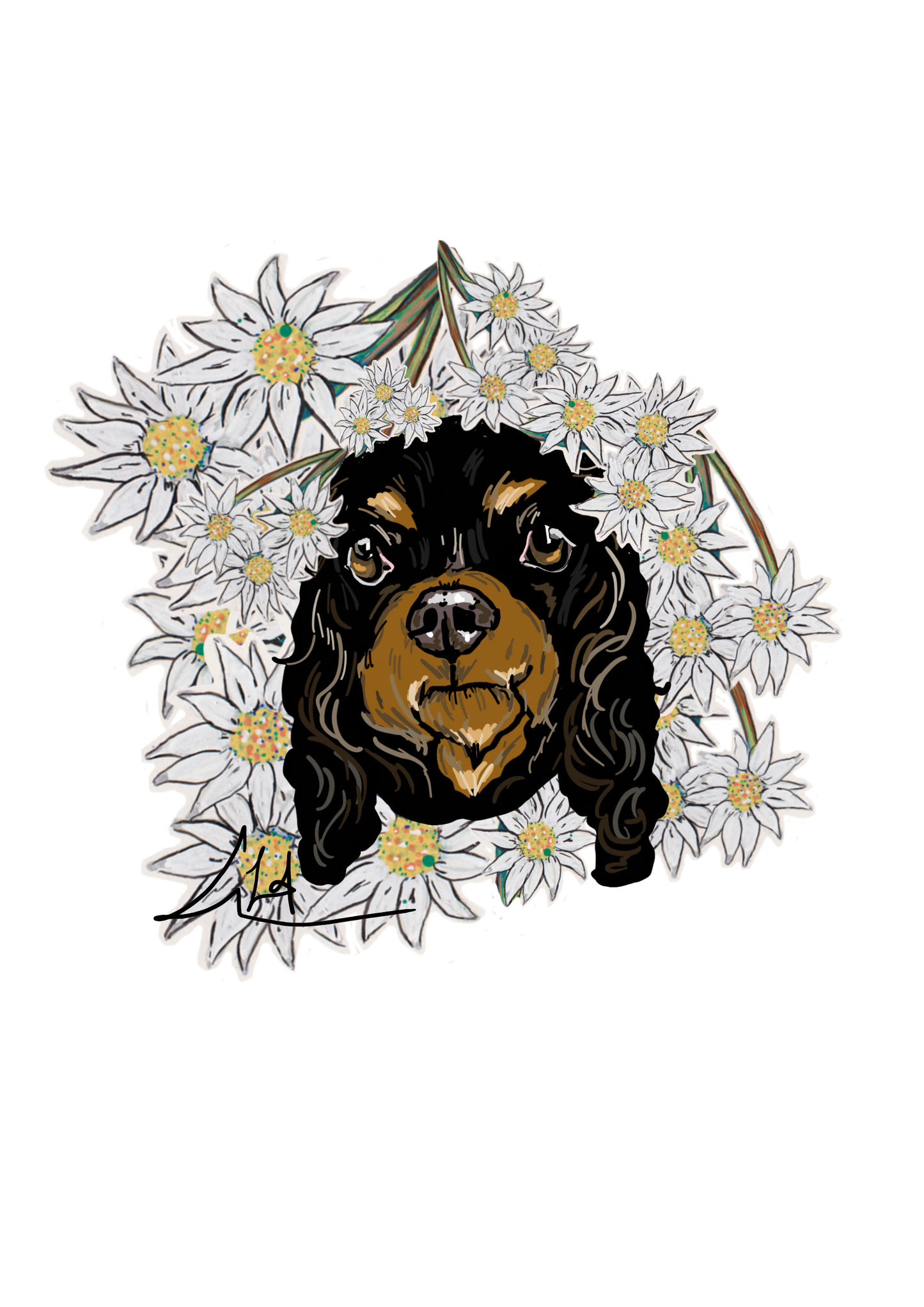 Flower Pal Sticker | King Charles Cavalier