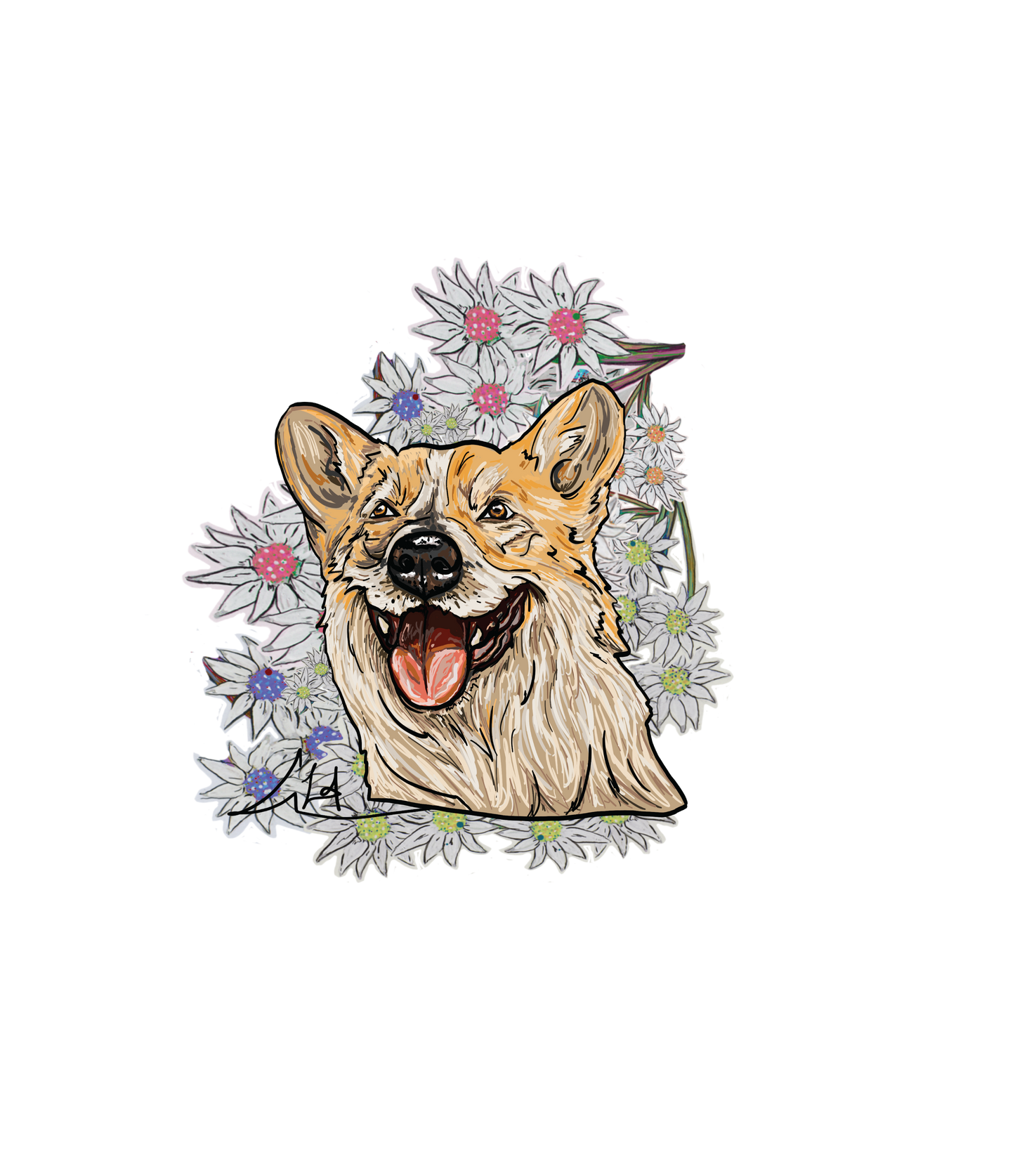 Flower Pal Sticker | Welsh Corgi