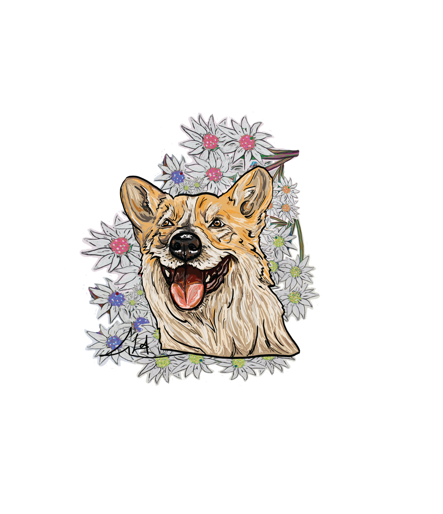 Animal Flower Pal Stickers | Pet Vinyl Art | Little Lines Designs