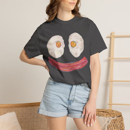 BIG Happy Breakfast Tee | Smiley Egg & Bacon Graphic T-Shirt