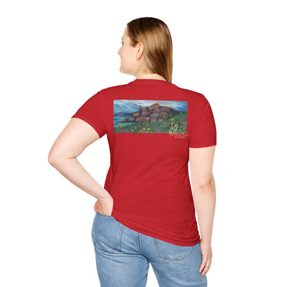 Hand painted "with the rocks" ocean T-Shirt | "Surrounds" Lanscape Floral collection | LittleLiinesdesigns