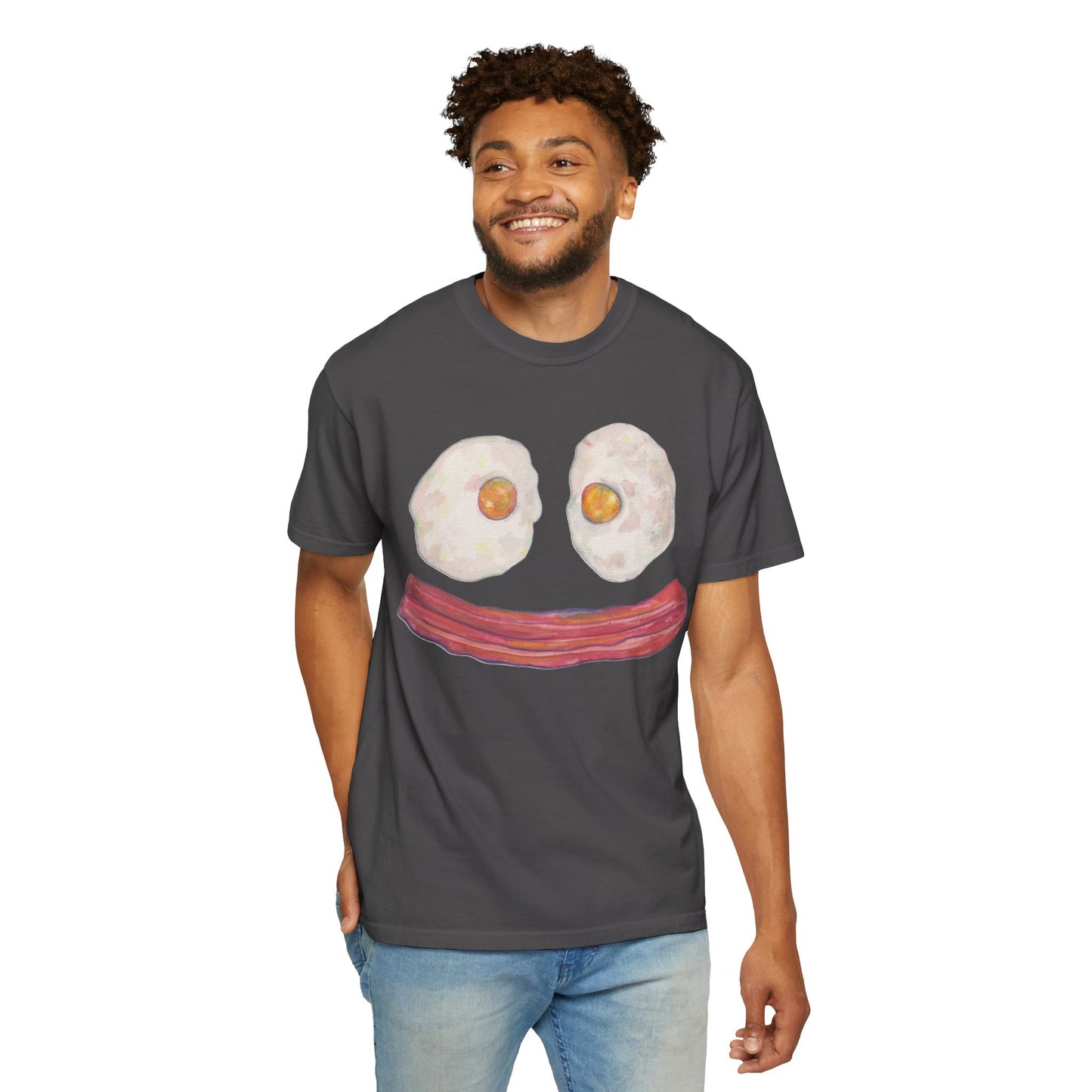 BIG Happy Breakfast Tee | Smiley Egg & Bacon Graphic T-Shirt