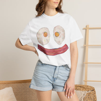 BIG Happy Breakfast Tee | Smiley Egg & Bacon Graphic T-Shirt