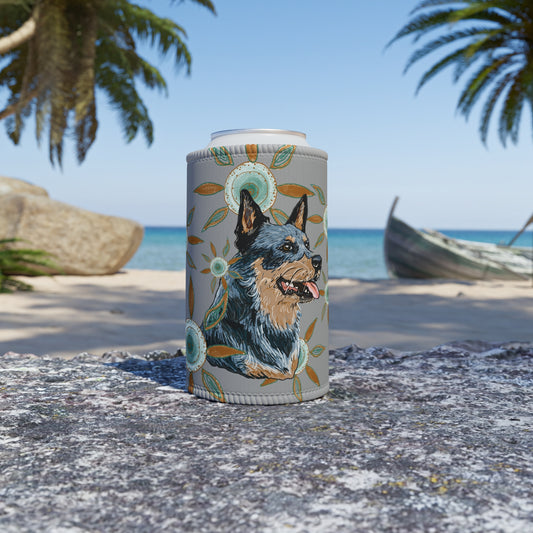 Blue Heeler Stubby Cooler | Budstub floral collection | LittleLinesdesigns