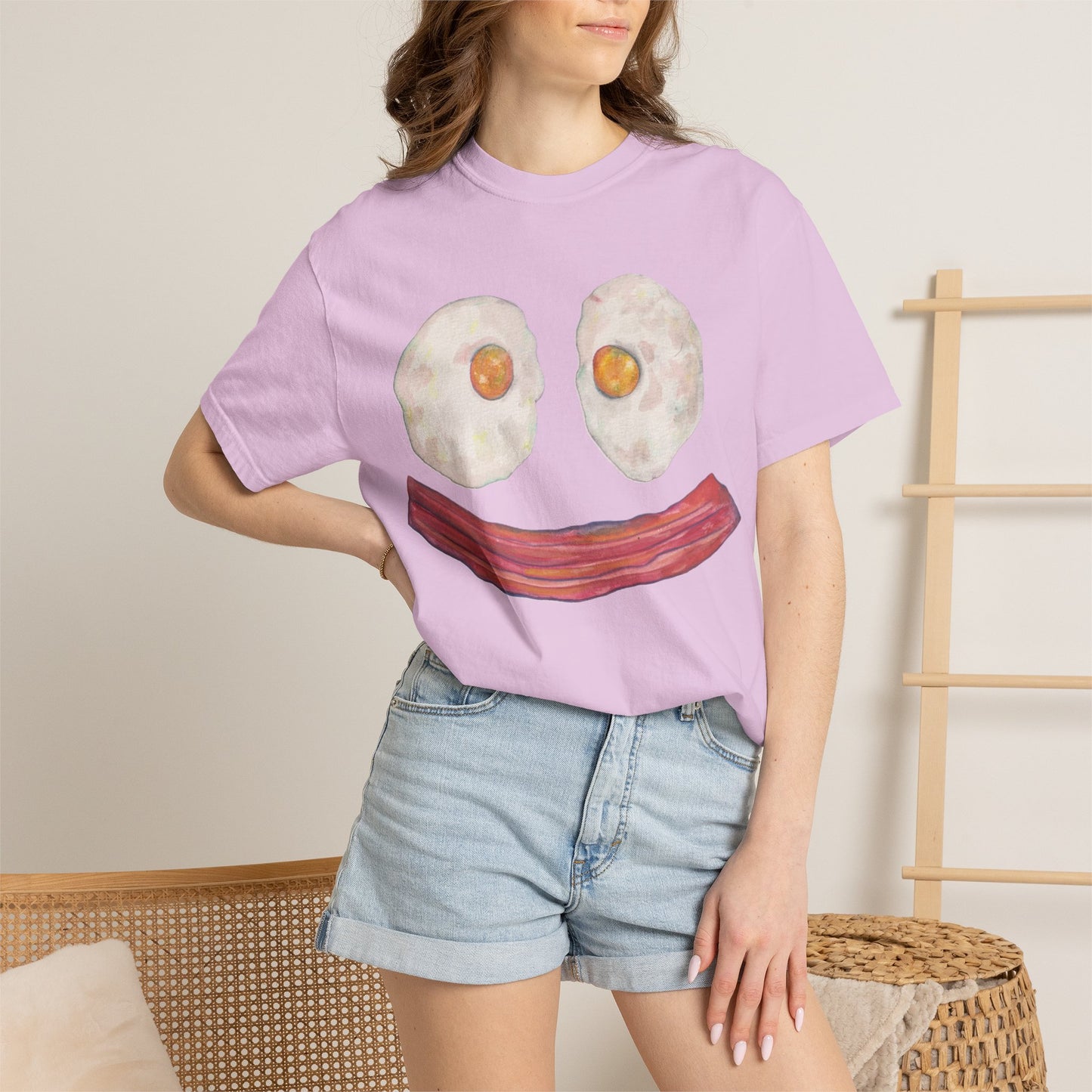 BIG Happy Breakfast Tee | Smiley Egg & Bacon Graphic T-Shirt