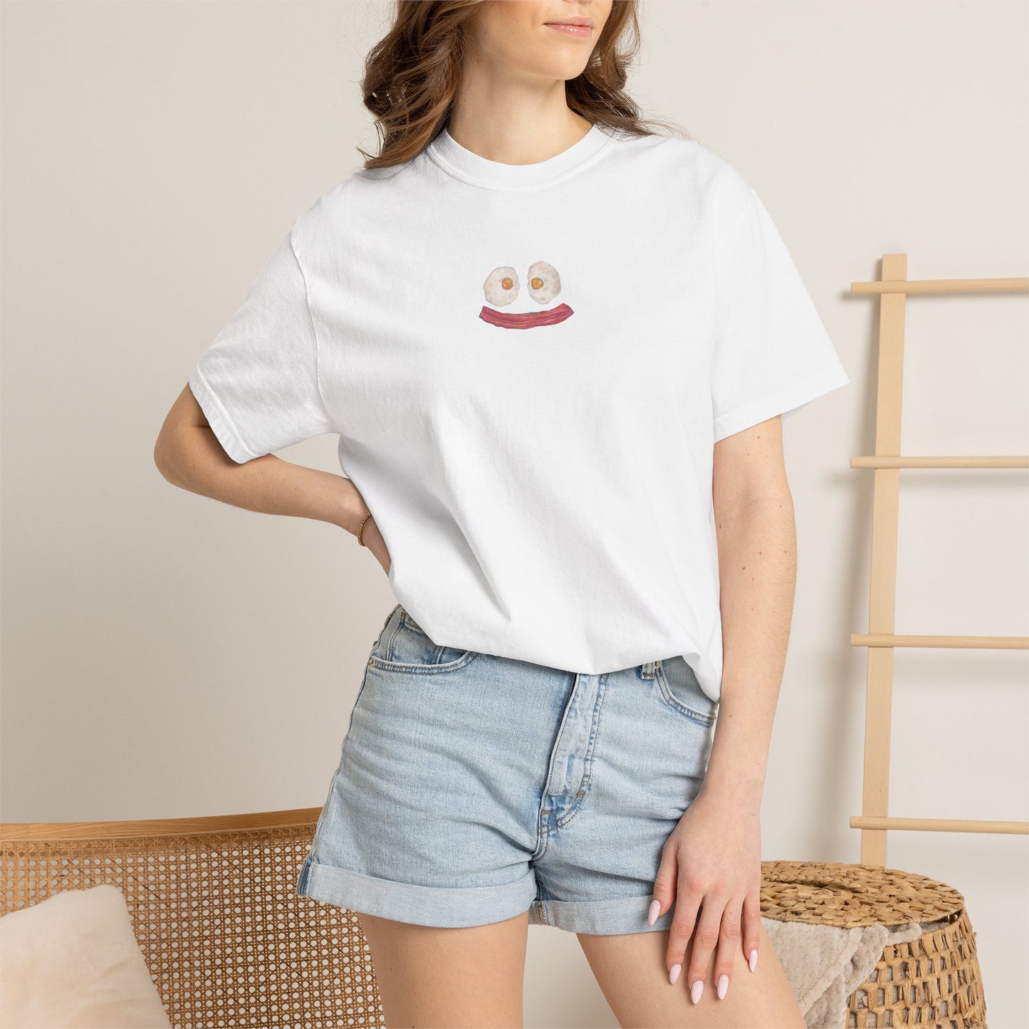 Happy Breakfast Tee | Smiley Egg & Bacon Graphic T-Shirt