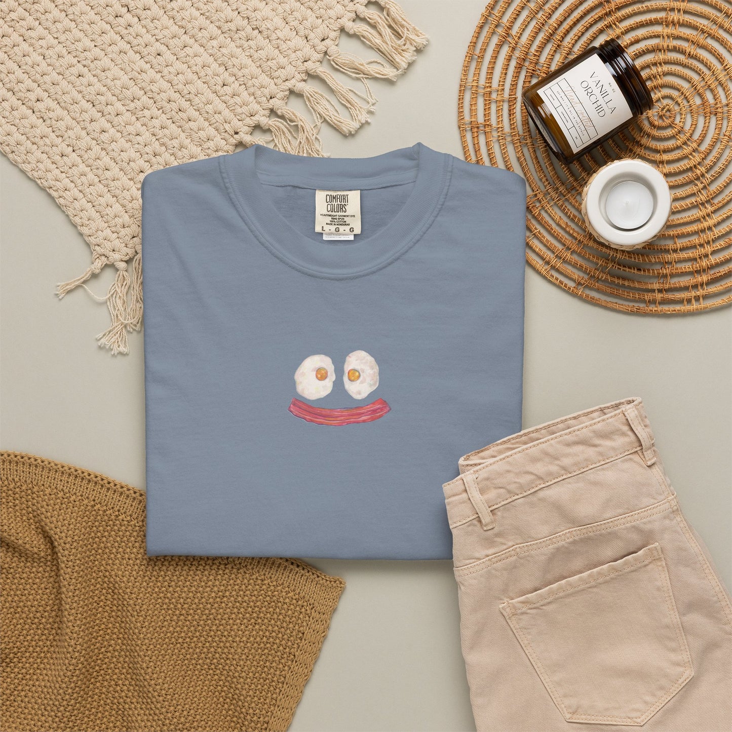 Happy Breakfast Tee | Smiley Egg & Bacon Graphic T-Shirt