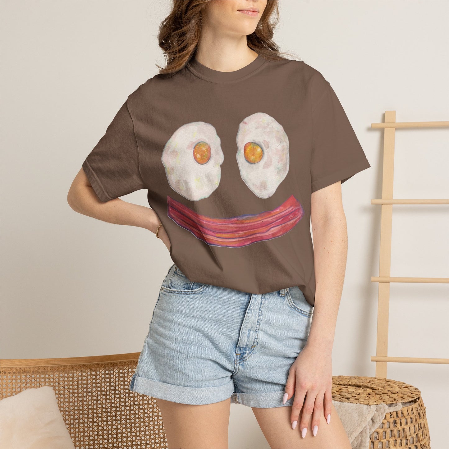 BIG Happy Breakfast Tee | Smiley Egg & Bacon Graphic T-Shirt