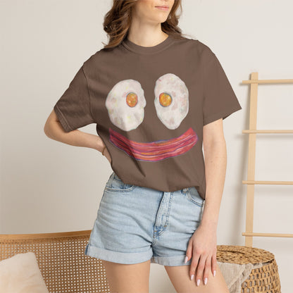 BIG Happy Breakfast Tee | Smiley Egg & Bacon Graphic T-Shirt