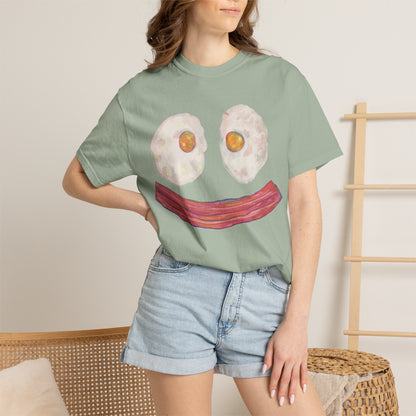 BIG Happy Breakfast Tee | Smiley Egg & Bacon Graphic T-Shirt