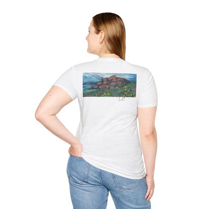 Hand painted "with the rocks" ocean T-Shirt | "Surrounds" Lanscape Floral collection | LittleLiinesdesigns