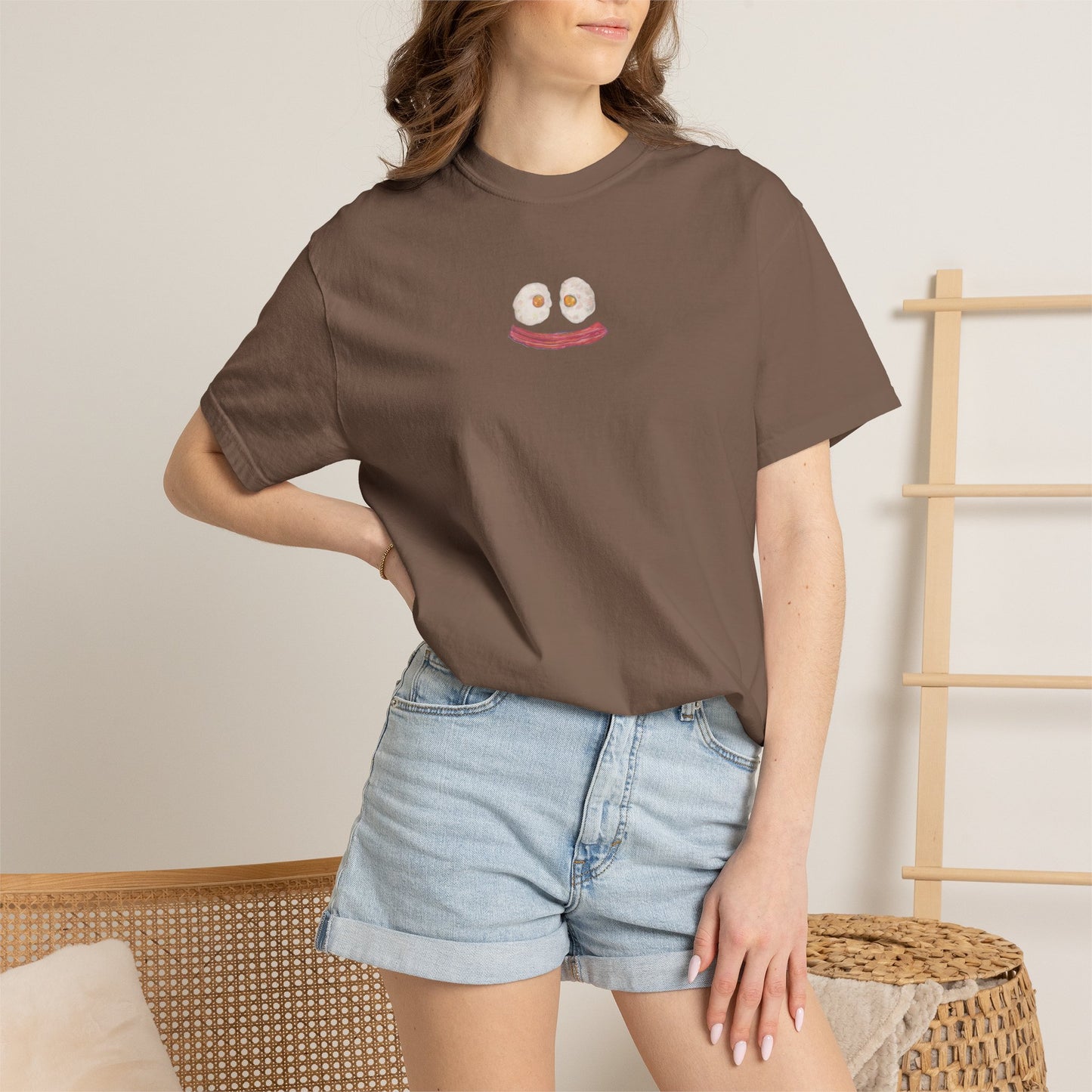 Happy Breakfast Tee | Smiley Egg & Bacon Graphic T-Shirt
