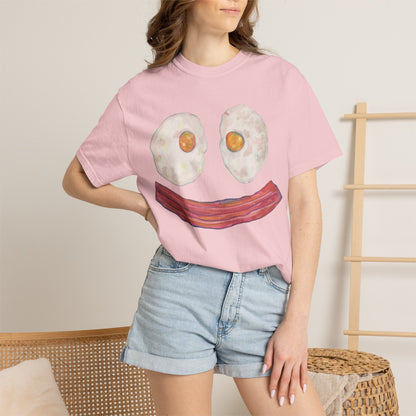 BIG Happy Breakfast Tee | Smiley Egg & Bacon Graphic T-Shirt