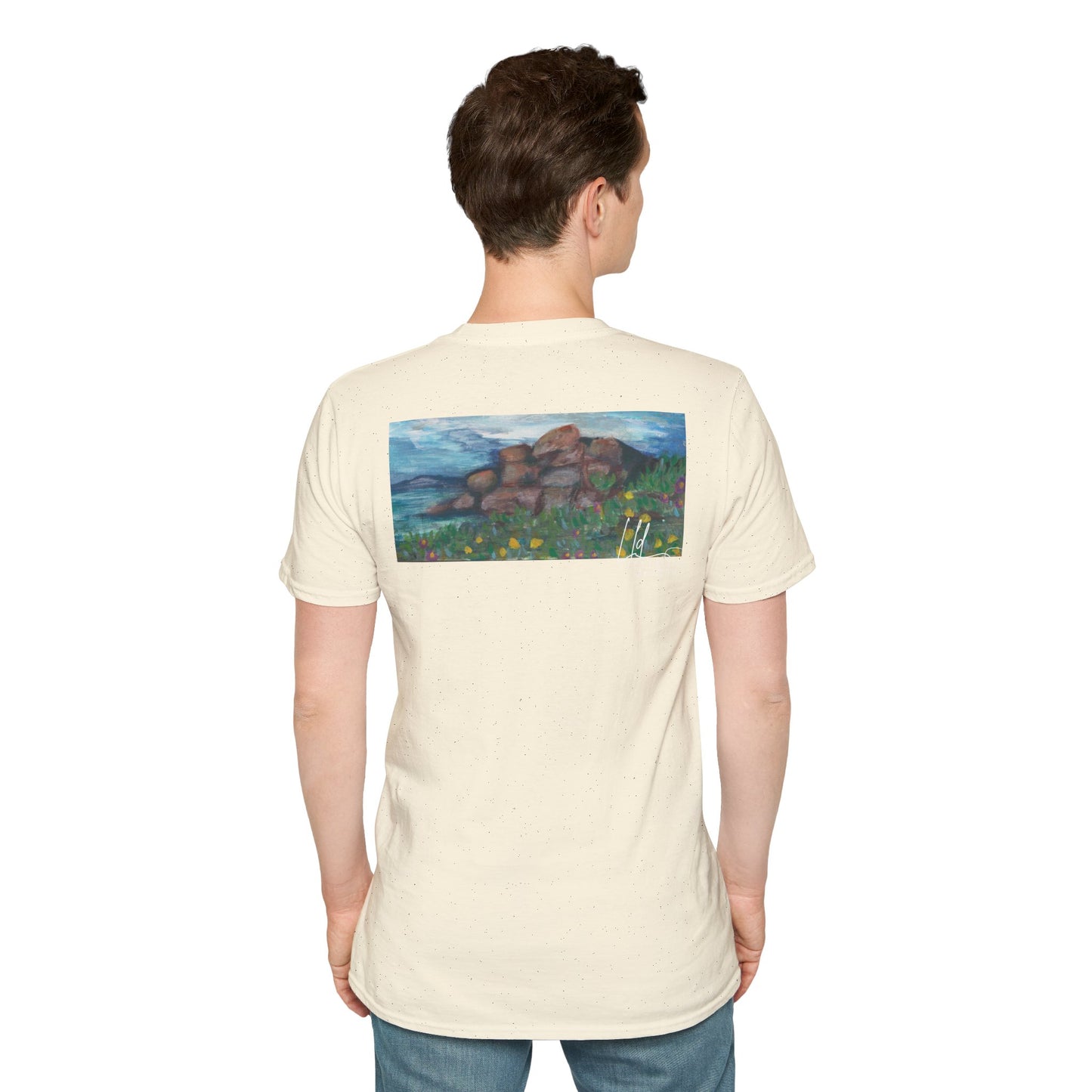Hand painted "with the rocks" ocean T-Shirt | "Surrounds" Lanscape Floral collection | LittleLiinesdesigns