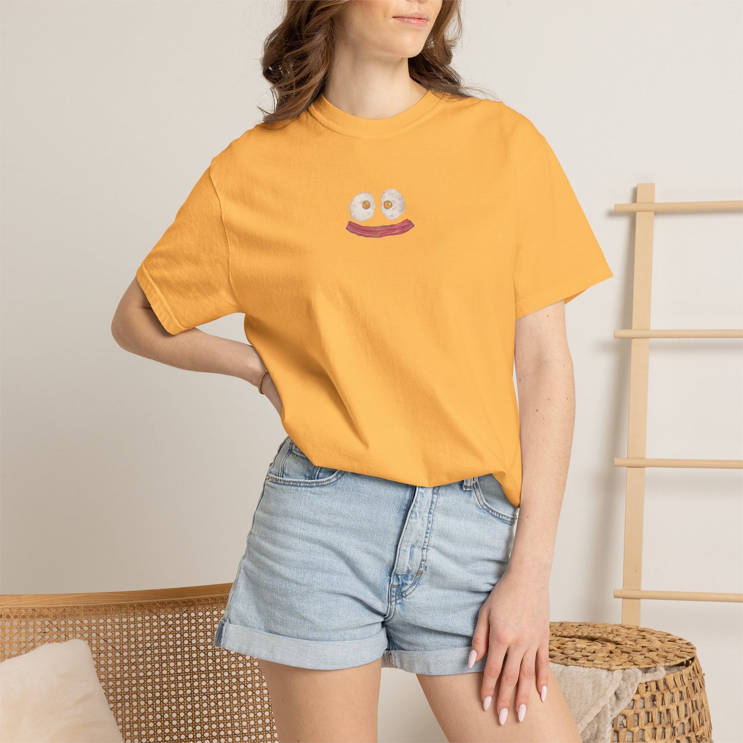 Happy Breakfast Tee | Smiley Egg & Bacon Graphic T-Shirt
