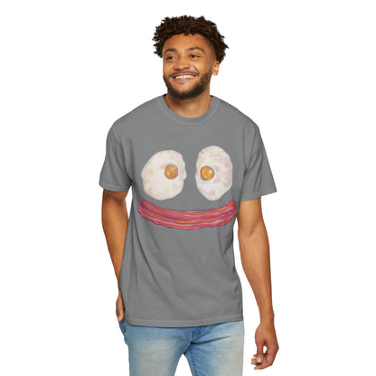 BIG Happy Breakfast Tee | Smiley Egg & Bacon Graphic T-Shirt