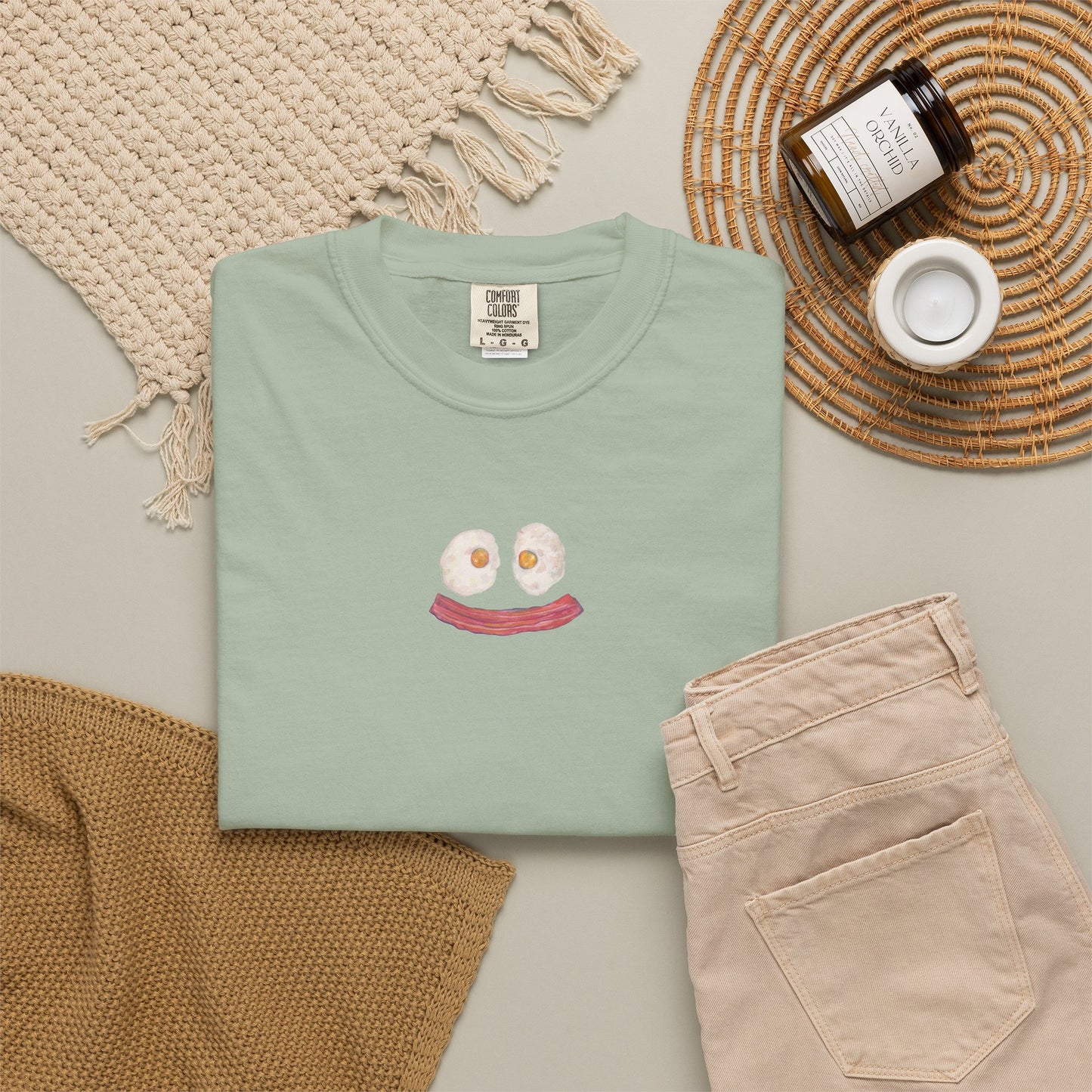 Happy Breakfast Tee | Smiley Egg & Bacon Graphic T-Shirt