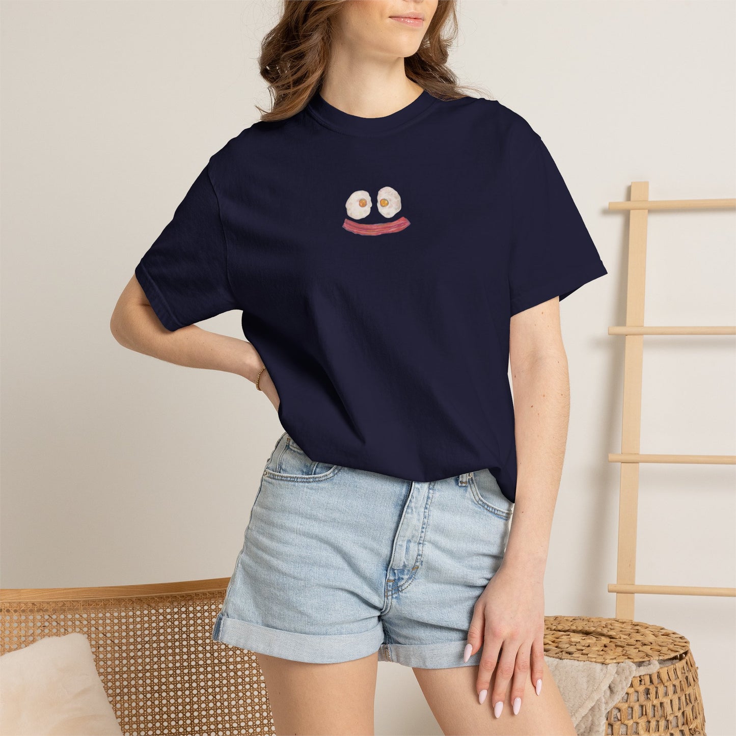 Happy Breakfast Tee | Smiley Egg & Bacon Graphic T-Shirt