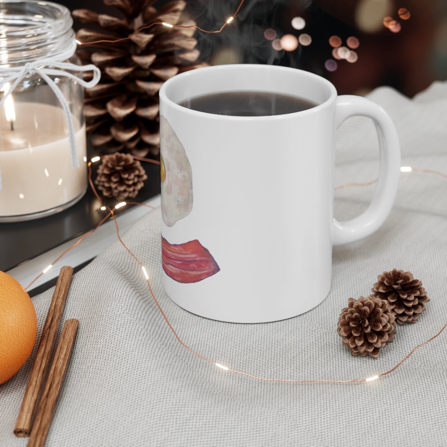 Breakfast Smile Mug — Bacon & Eggs Ceramic Coffee Cup (11oz, 15oz)