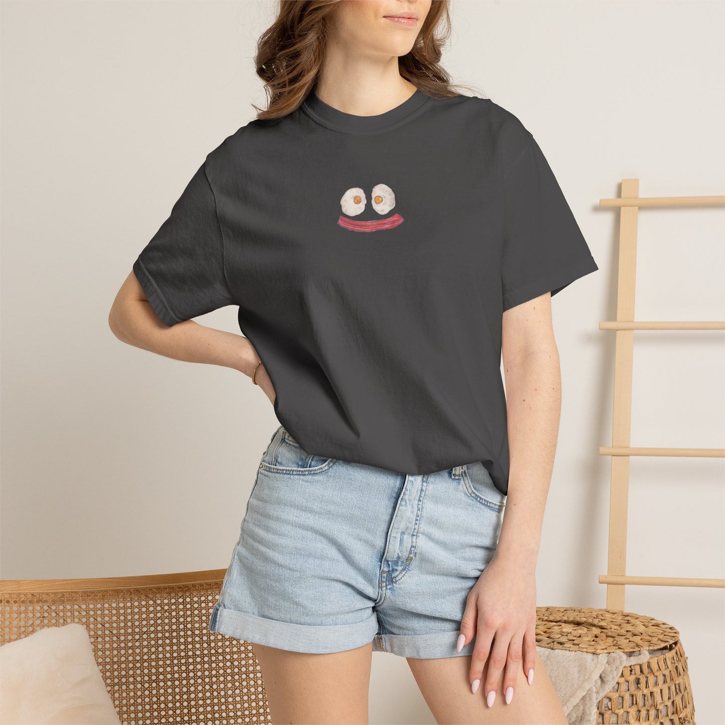 Happy Breakfast Tee | Smiley Egg & Bacon Graphic T-Shirt