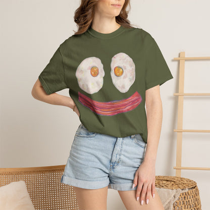 BIG Happy Breakfast Tee | Smiley Egg & Bacon Graphic T-Shirt