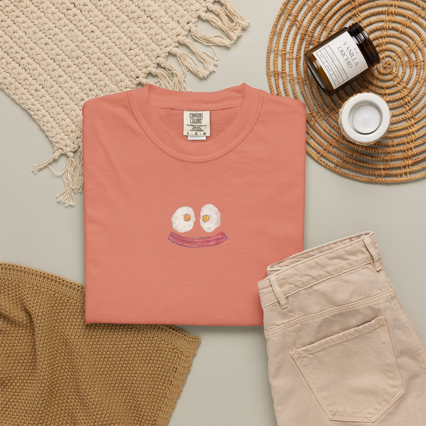 Happy Breakfast Tee | Smiley Egg & Bacon Graphic T-Shirt