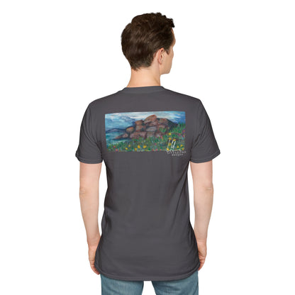 Hand painted "with the rocks" ocean T-Shirt | "Surrounds" Lanscape Floral collection | LittleLiinesdesigns