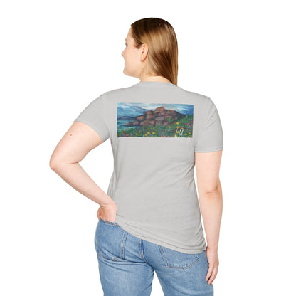 Hand painted "with the rocks" ocean T-Shirt | "Surrounds" Lanscape Floral collection | LittleLiinesdesigns