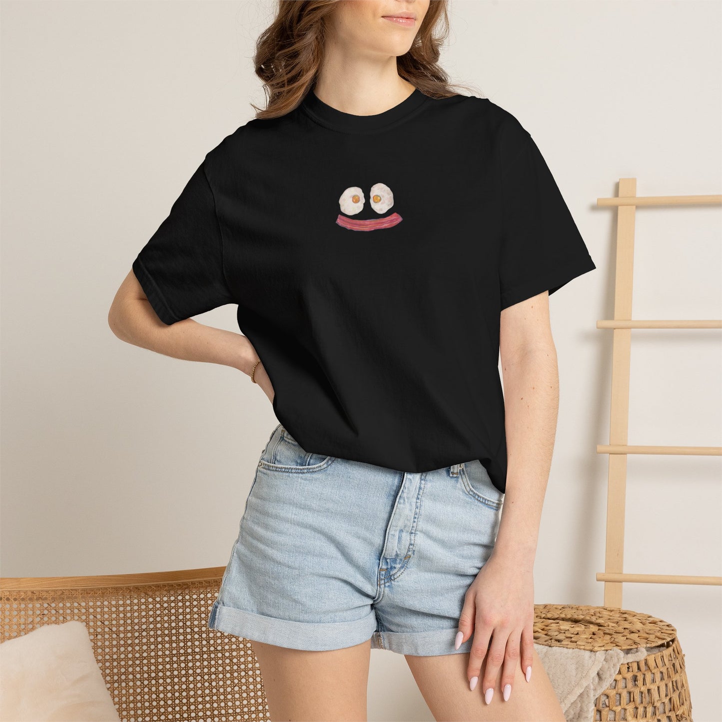 Happy Breakfast Tee | Smiley Egg & Bacon Graphic T-Shirt
