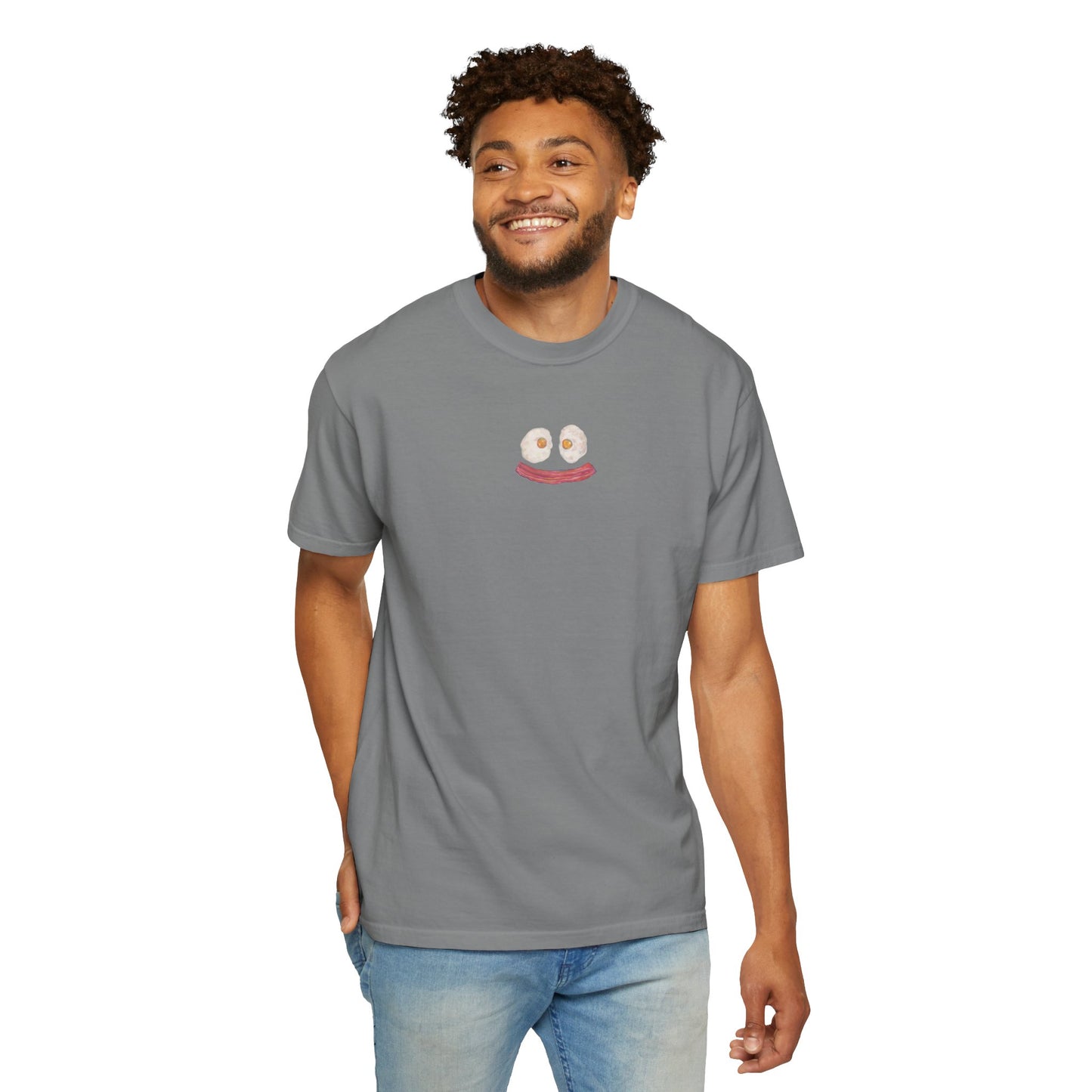 Happy Breakfast Tee | Smiley Egg & Bacon Graphic T-Shirt