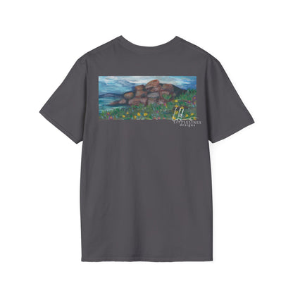 Hand painted "with the rocks" ocean T-Shirt | "Surrounds" Lanscape Floral collection | LittleLiinesdesigns