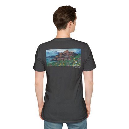 Hand painted "with the rocks" ocean T-Shirt | "Surrounds" Lanscape Floral collection | LittleLiinesdesigns