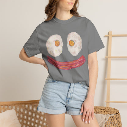 BIG Happy Breakfast Tee | Smiley Egg & Bacon Graphic T-Shirt