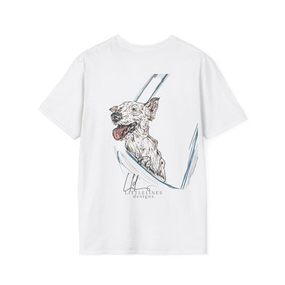 Happy Terrier dog T-shirt | Happy Dog Window collection | LittleLinesdesigns