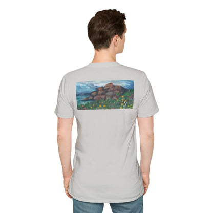 Hand painted "with the rocks" ocean T-Shirt | "Surrounds" Lanscape Floral collection | LittleLiinesdesigns