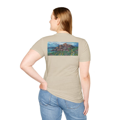 Hand painted "with the rocks" ocean T-Shirt | "Surrounds" Lanscape Floral collection | LittleLiinesdesigns