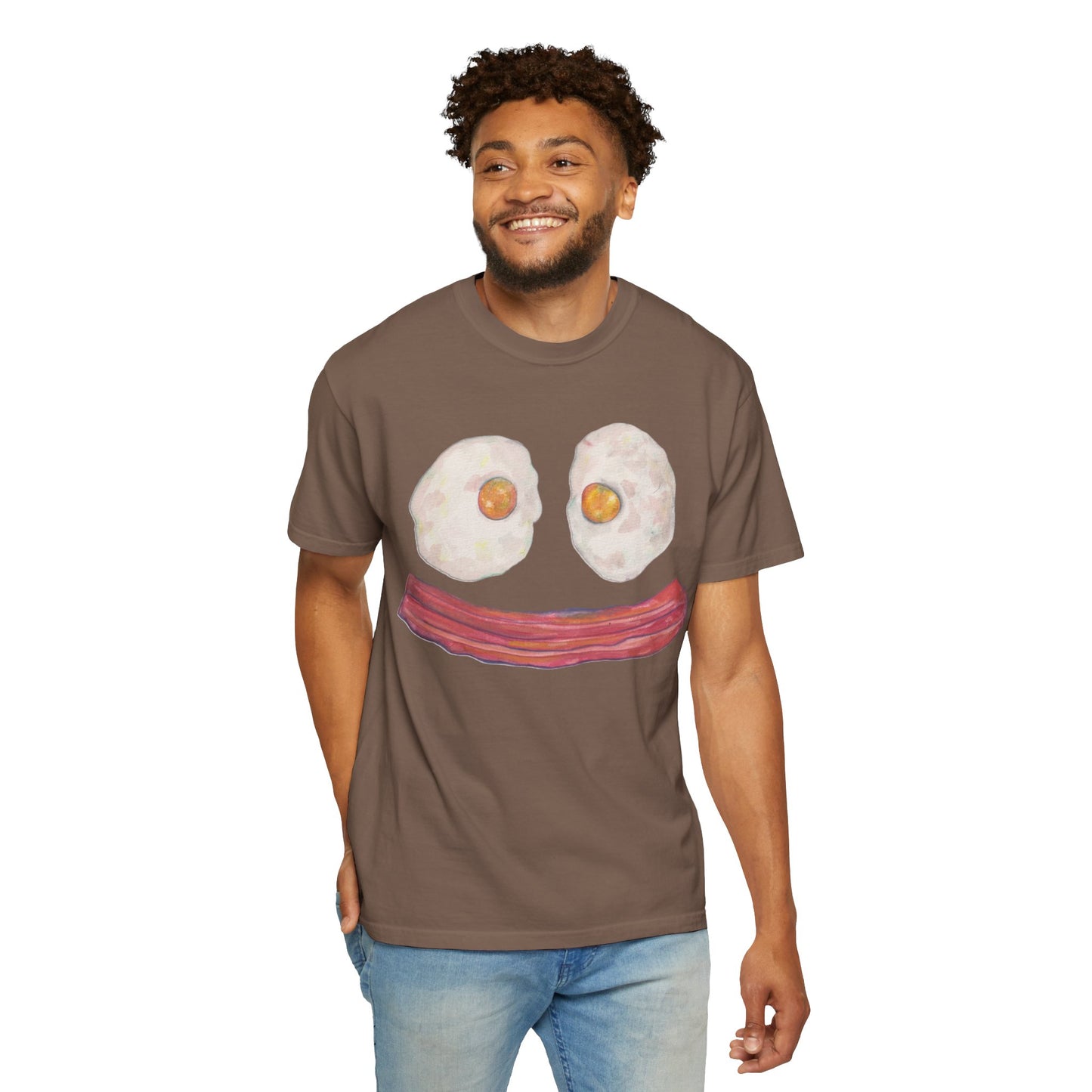 BIG Happy Breakfast Tee | Smiley Egg & Bacon Graphic T-Shirt