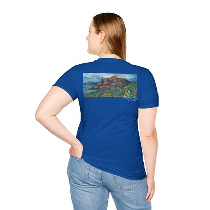 Hand painted "with the rocks" ocean T-Shirt | "Surrounds" Lanscape Floral collection | LittleLiinesdesigns