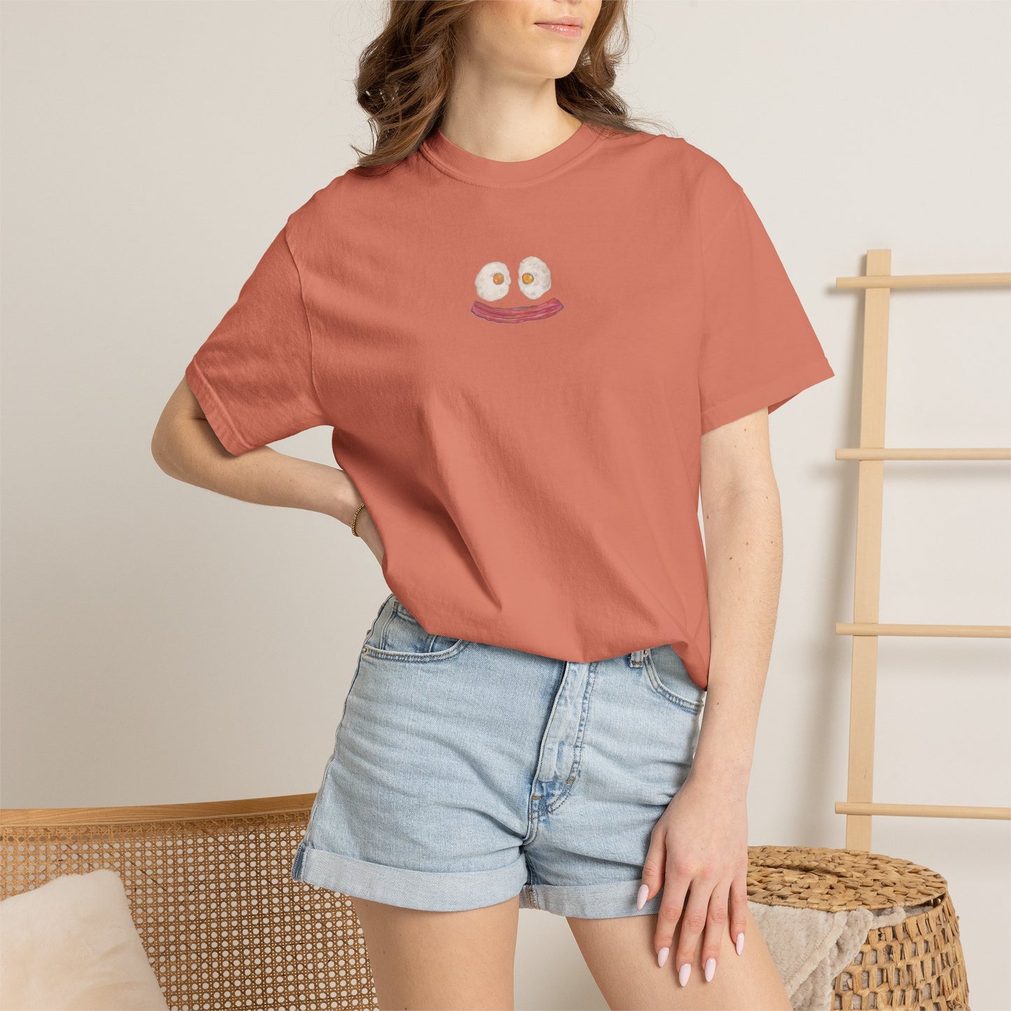 Happy Breakfast Tee | Smiley Egg & Bacon Graphic T-Shirt
