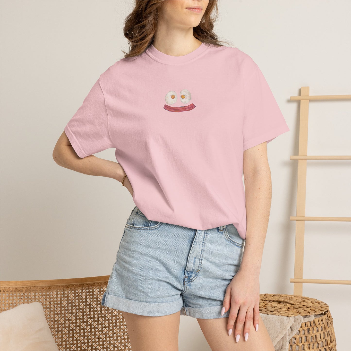 Happy Breakfast Tee | Smiley Egg & Bacon Graphic T-Shirt