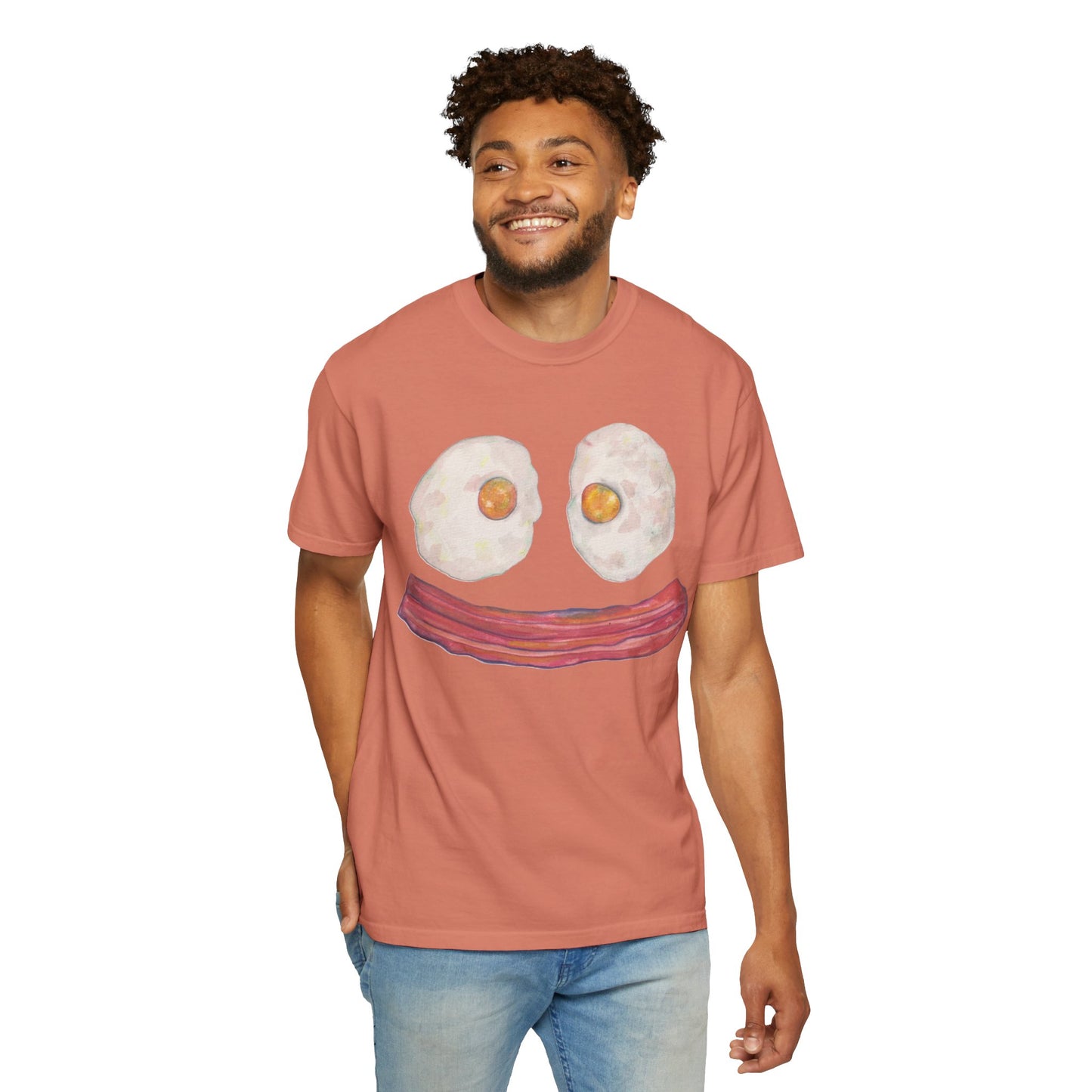 BIG Happy Breakfast Tee | Smiley Egg & Bacon Graphic T-Shirt