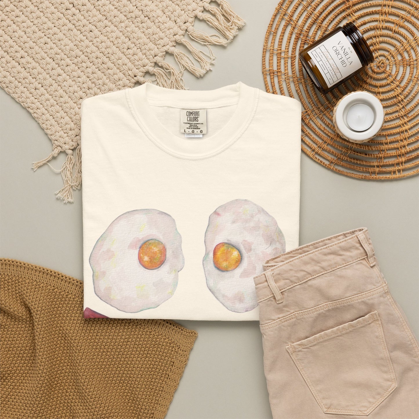 BIG Happy Breakfast Tee | Smiley Egg & Bacon Graphic T-Shirt
