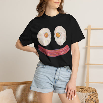 BIG Happy Breakfast Tee | Smiley Egg & Bacon Graphic T-Shirt