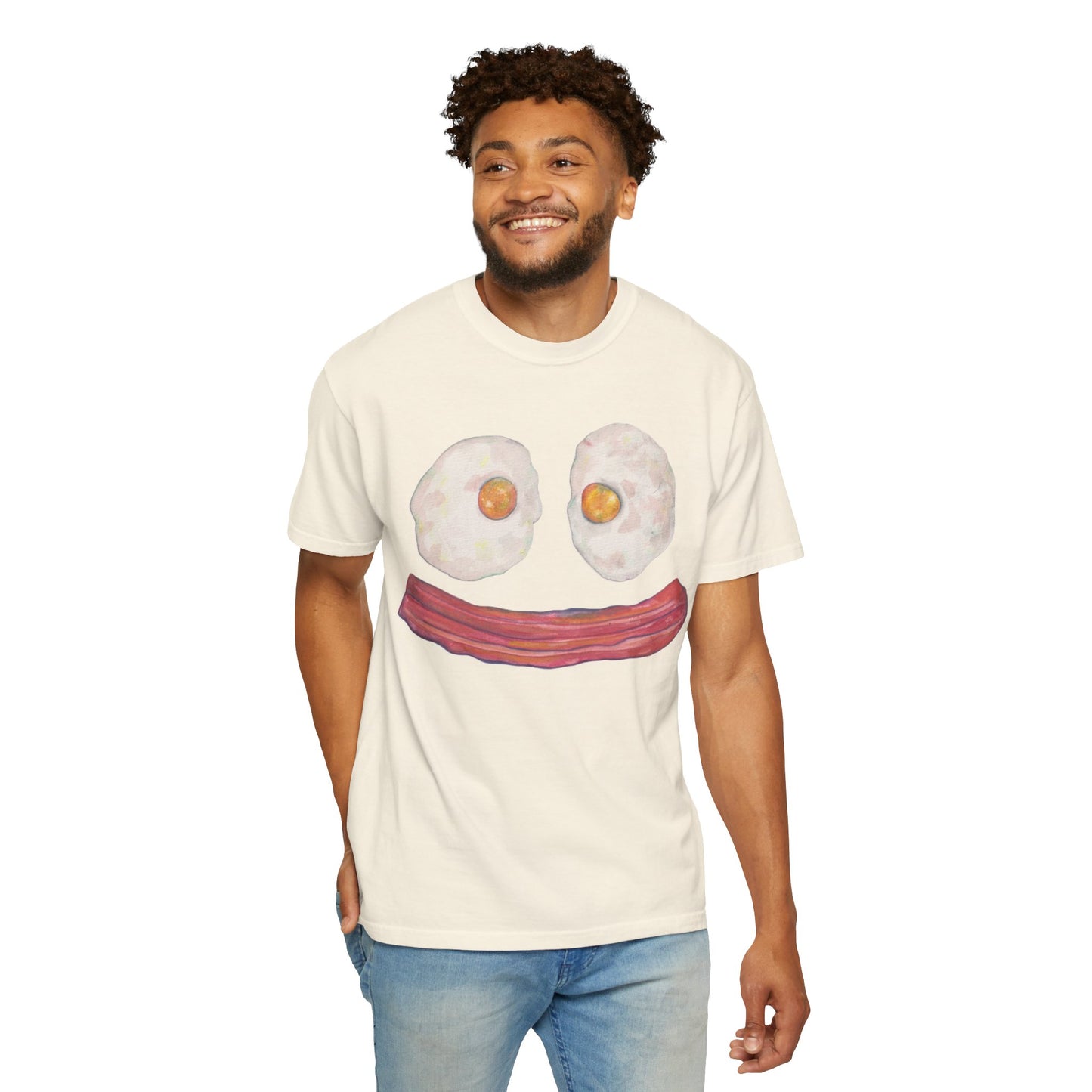 BIG Happy Breakfast Tee | Smiley Egg & Bacon Graphic T-Shirt