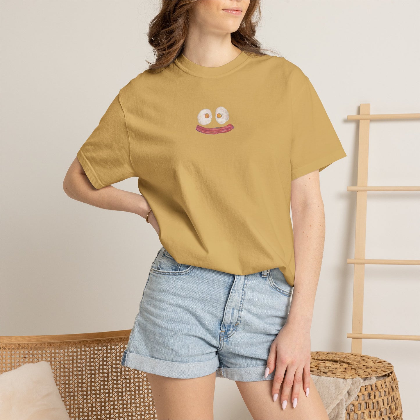 Happy Breakfast Tee | Smiley Egg & Bacon Graphic T-Shirt