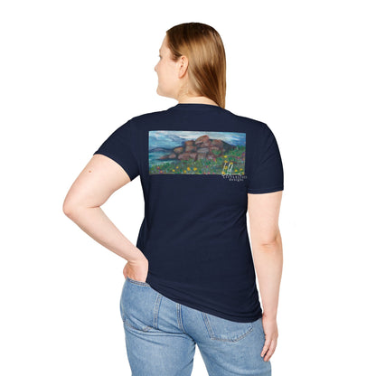 Hand painted "with the rocks" ocean T-Shirt | "Surrounds" Lanscape Floral collection | LittleLiinesdesigns